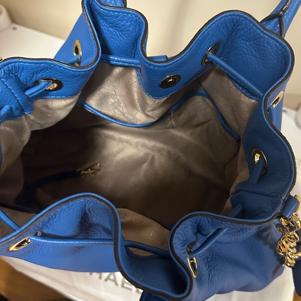 Like New Blue Michael Kors Camden Drawstring Satchel Bag - Picture 7 of 12